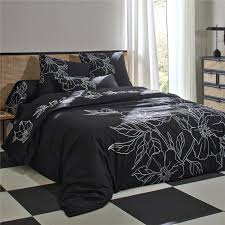 Housse de couette grandes fleurs brodées SUZON noir Becquet | 3 SUISSES