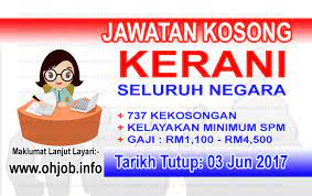 Iklan kerja kosong terkini di jkr 2020. Jawatan Kosong Kerani 737 Kekosongan 1malaysia 03 Jun 2017 Jawatan Kosong Kerajaan Swasta Terkini Malaysia 2021 2022