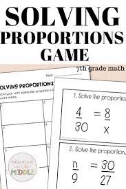Solving Proportions Activity Solving Proportions Solving Proportions Activities Proportions Math Activities