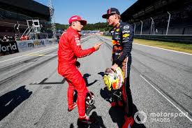 Pole Sitter Charles Leclerc Ferrari Talks With Max Verstappen Red Bull Racing Red Bull Racing Max Verstappen Formula 1