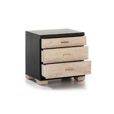 The addition of drawers makes the table more versatile. Bedside Table 3 Drawers 55x40x55 Wood Black White Washed