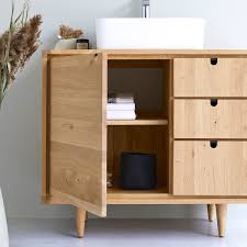 Waschbecken mit unterschrank vergleich 2021. Waschbecken Unterschrank Aus Eiche 95 Cm Badezimmermobel Tikamoon