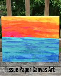 You can use it to glue paper or fabric, to a box, or frame. Tissue Paper Canvas Art Amy Latta Creations