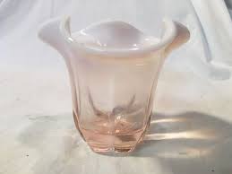Vintage Pair Duncan Miller Canterbury Pink Opalescent Vase Clover Leaf Pre 60 Clover Leaf Cool Things To Buy Miller Glass