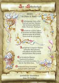 Die silberhochzeit ist nach 25 gemeinsamen ehejahren ein jubiläum, dem besondere aufmerksamkeit zusteht. Geschenk Gedicht Zur Silberhochzeit Urkunde Prasent Jubilaum Hochzeit Ebay