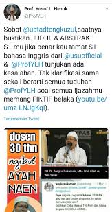Последние твиты от tengku zulkarnain ⏩ (@ustaztengku). Prof Yusuf L Henuk Partner Bibi Lung On Twitter Terbongkar Skandal Semua Ijazah Palsu Tengku Zulkarnain 4 11 2020 Profylh Permalukan Ustadtengkuzul Gelar Akademik Palsu Https T Co Zvwyuglyji To Hoax Is Tengku Zulkarnain To Lie Is Ustad