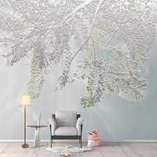 3d Frozen Gray Leaves Wall Mural In 2021 Tree Wallpaper Living Room Wallpaper Living Room Bedroom Wall Murals