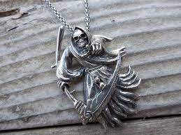 Grim Reaper Necklace In Sterling Silver With A 20 Etsy Necklace Sterling Silver Silver