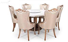 Target / furniture / round marble dining table. Royaloak Kalpa Six Seater Round Marble Dining Table Set Brown Amazon In Furniture