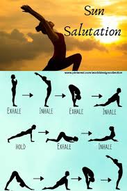 Surya Namaskar The Sun Salutation Is A Series Performed In A Single Graceful Flow Each Movement Is Coordi Easy Yoga Workouts Surya Namaskar Easy Yoga Poses