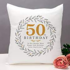 Create customized jewelry that reflects the style she has built through the years, and pair it with a box of gourmet sweets and a fresh birthday bouquet for a little pampering. Personalised 50th Birthday Cushion The Gift Experience