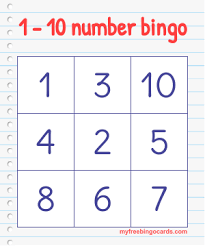 Myfreebingocards Com 1 10 Number Bingo Bingo Card Generator Free Printable Bingo Cards Bingo