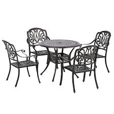 We did not find results for: Outsunny 5 Piece Outdoor Furniture Dining Set Cast Aluminum Conversation Set Includes 4 Chairs And 1 Round Table With Umbrella Hole For Patio Garden Deck Flower Design 5pcs W Umbrella Aosom