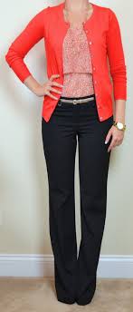 Outfit Post Red Floral Tiered Camisole Red Cardigan Black Editor Pants Outfit Posts Clothes Fashion