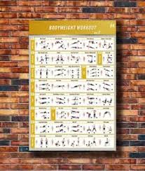 Bodyweight Body Exercise Guide Fitness Chart Silk Art