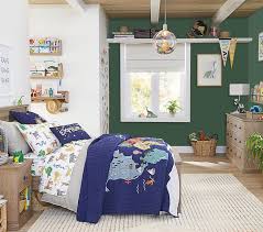 Place all sorts of white rugs on the floor, symbolizing the winter snow. Dino Bones Table Lamp Pottery Barn Kids Little Boy Bedroom Ideas Children Room Boy Boys Bedroom Decor