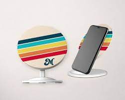 The charging station can charge your phone, watch, airpods, and more. Personalized Wireless Charger Phone Stand Retro Striped Home Etsy In 2021 Wireless Charger Phone Stand Charging Station
