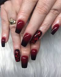 Black And Red Ombre Acrylic Nails Black And Red Ombre With Glitter Black To Red Ombre Nails Red Ombre