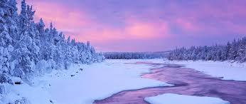 winter sunset stream nature