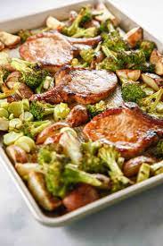 Sheet Pan Marinated Pork Chops And Veggies The Brooklyn Cook Recipe Healthy Pork Chops Healthy Pork Healthy Pork Chop Recipes