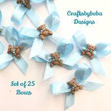 Baby Shower Blue Tiny Bows Set Of 25 Bows Teddy Bear Etsy Tiny Teddies Blue Baby Shower Tiny Bow
