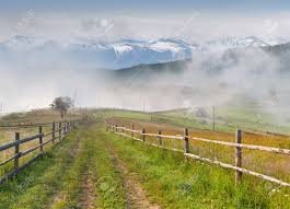 Beautiful Summer Landscape In A Mountain Village Foggy Morning Stock Photo Picture And Royalty Free Image Image 19674908