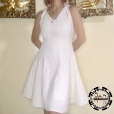 Calvin klein women's plus size sleeveless v neck midi dress with self sash waist. Bearun White Sleeveless Dress Preloved Shopee Philippines