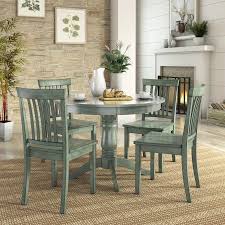 Lexington 5 Piece Wood Dining Set Round Table And 4 Mission Back Chairs Dark Sea Green Walmart Com Round Dining Table Sets Dining Room Sets Farmhouse Kitchen Tables
