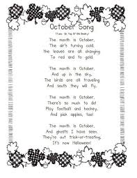 October Songs Pdf Kindergarten Songs Calendar Songs Kids Poems
