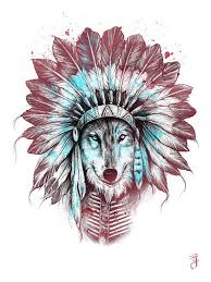 Maybe you would like to learn more about one of these? Multicolor Wolf In Indian Featered Hat Tattoo Design Tattooimages Biz