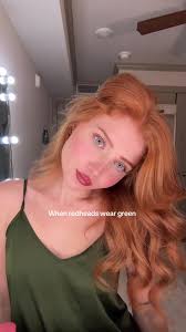 Ginger Hair Wearing Sage Green