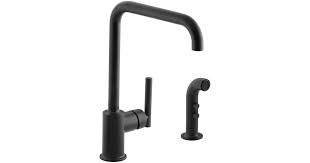 Chrome, gooseneck, kitchen sink faucet, manual faucet activation, 1.8 gpm. Kohler K 7508 Bl Purist High Arch Kitchen Faucet Build Com