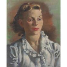 Sold at Auction: Jerry Farnsworth, Jerry Farnsworth, Massachusetts, Florida  (1895-1983), Youth in Transition, 1963 portrait of a woman, oil