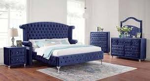 Depth queen air mattress with pump included by achim. Caroline Bedroom Set In Navy Blue By Meridian Furniture