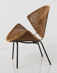 Frank Watkins Enameled Metal And Wicker Chair 1956 Porterchair Wicker Chair Wicker Bamboo Dining Chairs