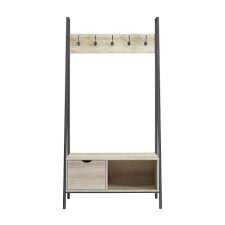 Walker Edison Furniture Company 68 In White Oak Metal And Wood Hall Tree With Angled Sides Hdt72finwo Hall Tree Saracina Home Furniture