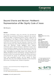 PDF) Beyond Shame and Honour: Matthew's Representation of the Dignity Code  of Jesus About the Author 1
