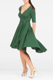 High Low Hem Cotton Knit Wrap Dress Knit Wrap Dress Wrap Dress Elbow Length Sleeve Dress
