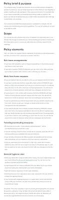 This is your opportunity to provide a brief and concise explanation about the goals of the corporate travel policy (e.g., save money, ensure traveller safety, streamline the travel booking and reimbursement process). Coronavirus Covid 19 Company Policy Workable