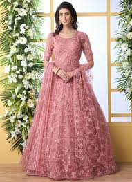 Party wear long gown cutting and stitching. Buy Dusty Pink Net Anarkali Gown Party Wear Embroidered Dresses And Gown Online Shopping Bgwsshs4202
