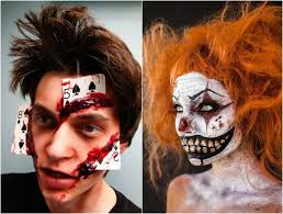 Halloween Makeup Ideen Mann Frau Spielkarten Joker Gruselig Halloween Make Up Ideen Halloween Makeup Schminken Halloween