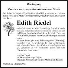 Traueranzeigen von Edith Riedel