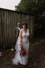 An Eliza Jane Howell Art Deco Dress For A Family Focused Music Inspired Barn Wedding In North Wales Art Deco Wedding Gown Art Deco Dress Wedding Dresses Vintage