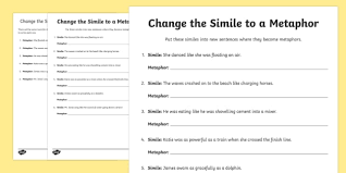 Simile And Metaphor Worksheet Primary Resources
