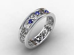 Blue Sapphire Filigree Wedding Ring Made From White Gold By Torkkelijewellery 1190 00 White Gold Sapphire Ring Filigree Wedding Ring Blue Wedding Rings