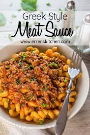 Greek Style Meat Pasta Sauce Recipe Meat Pasta Pasta With Meat Sauce Meat Sauce