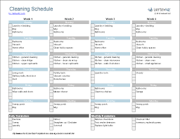 Cleaning Schedule Template Printable House Cleaning Checklist