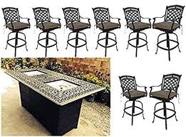 Bar Height Fire Dining Set Propane 9 Piece Set Cast Aluminum Patio Furniture Wicker Patio Furniture Sets Aluminum Patio Furniture Cast Aluminum Patio Furniture
