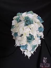 Blue and cream cascading wedding bouquets. Dress My Wedding Ivory Cream Cascading Bridal Bouquet Calla Lily Customizable Blue Rose Orchid Cascade Bride Bouquet With Artificial Flowers