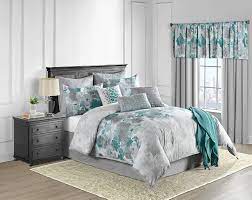 Intelligent design nadia comforter set, full/queen, teal. Amazon Com Lanwood Claire Cotton 10 Piece Comforter Set Queen Teal Floral Home Kitchen